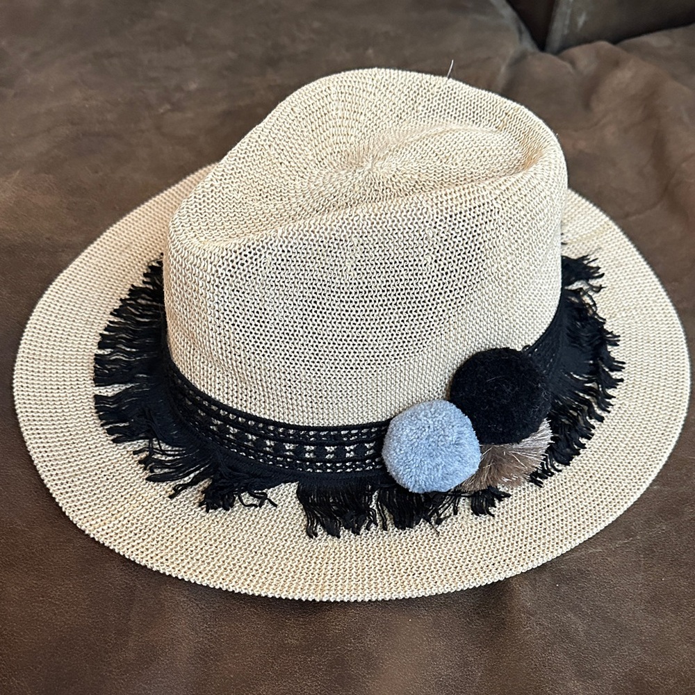 Tan Fedora with Fringe